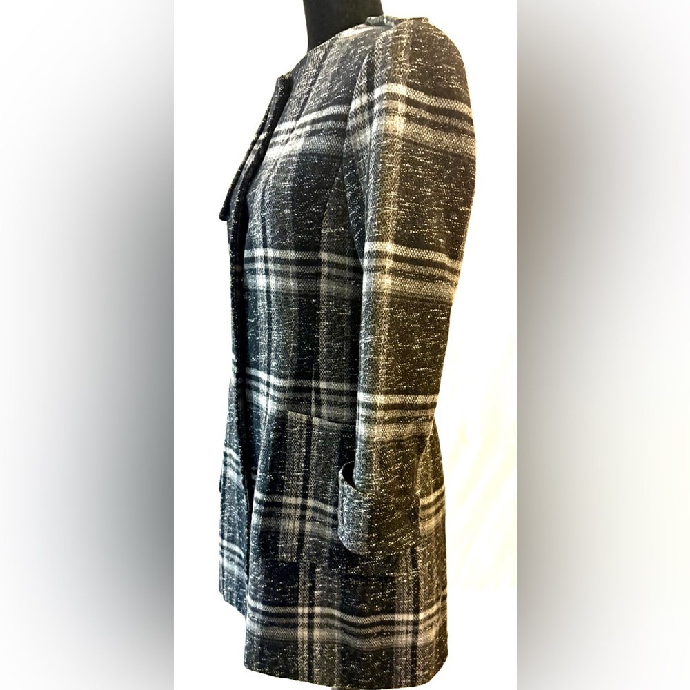 Zara Basic Wool Plaid Plaid Coat - image 3